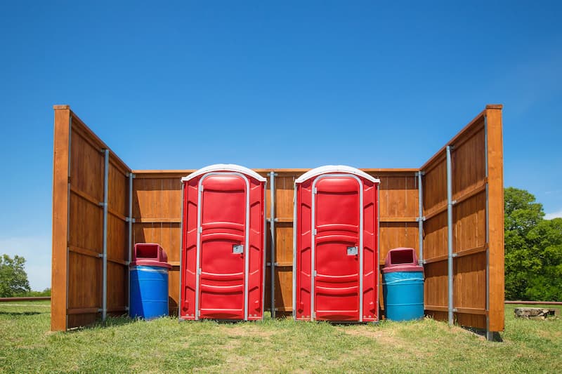 Short-term porta potty units staged for delivery in Santa Clarita, California